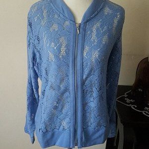 - Chico's blue lace bomber jacket